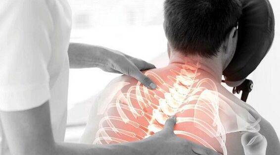 examination by a doctor to detect back pain below the left shoulder blade