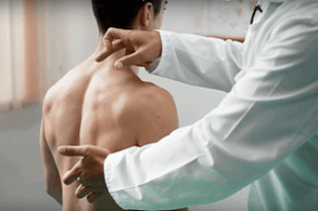 back exam to check for pain under the left shoulder blade